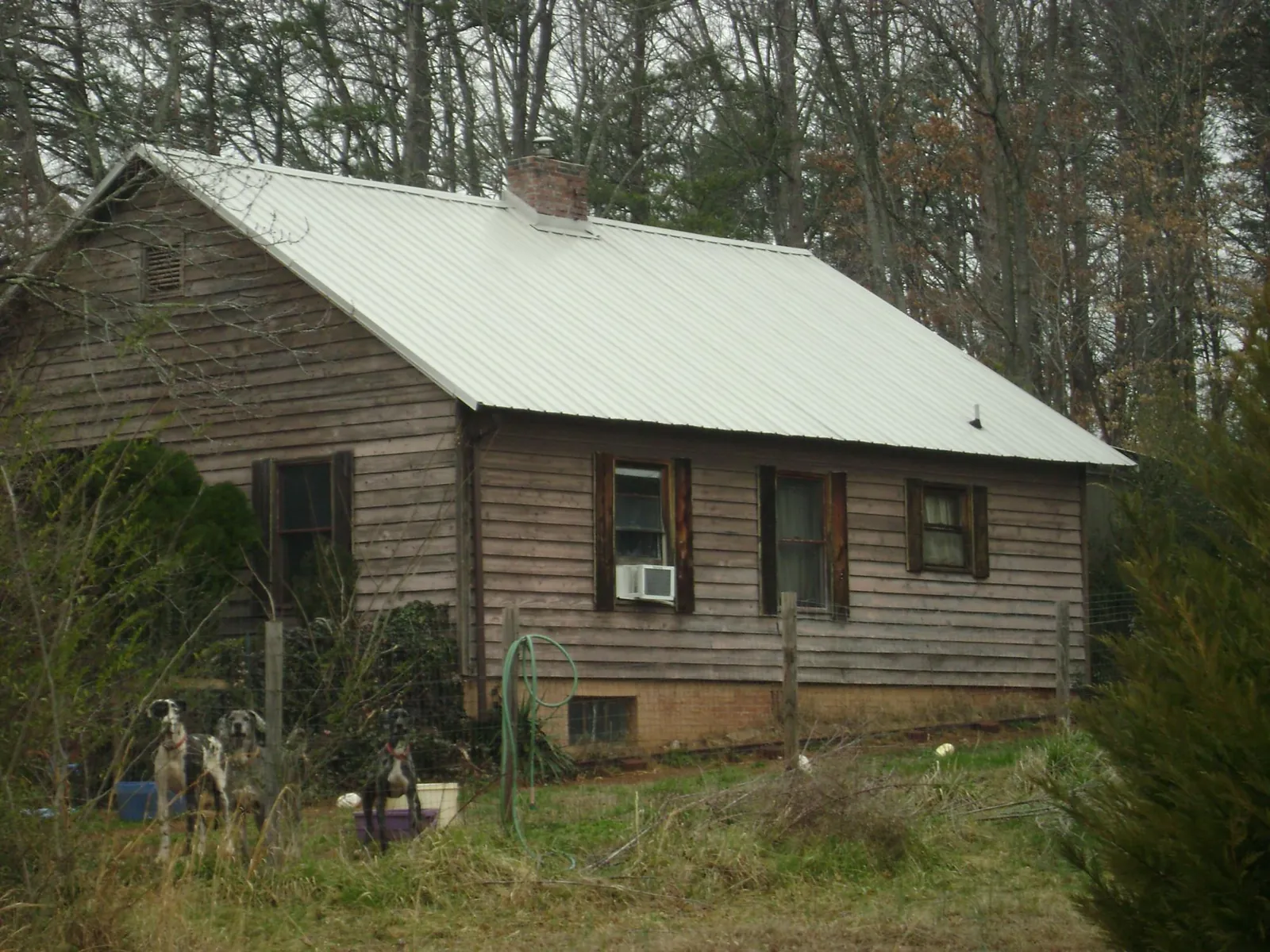 White metal roof on an old wood sided farmhouse, from a Asphalt Shingle Roof Repair job in Yorkville